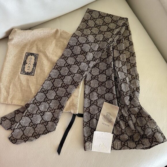 NEW Gucci Tights Brown GG Print Supreme Size M - Picture 4 of 8